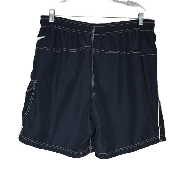 Speedo Mens Navy Blue Poly Board Surf Shorts Trunks Cargo Pocket Drawstring L - Picture 2 of 3